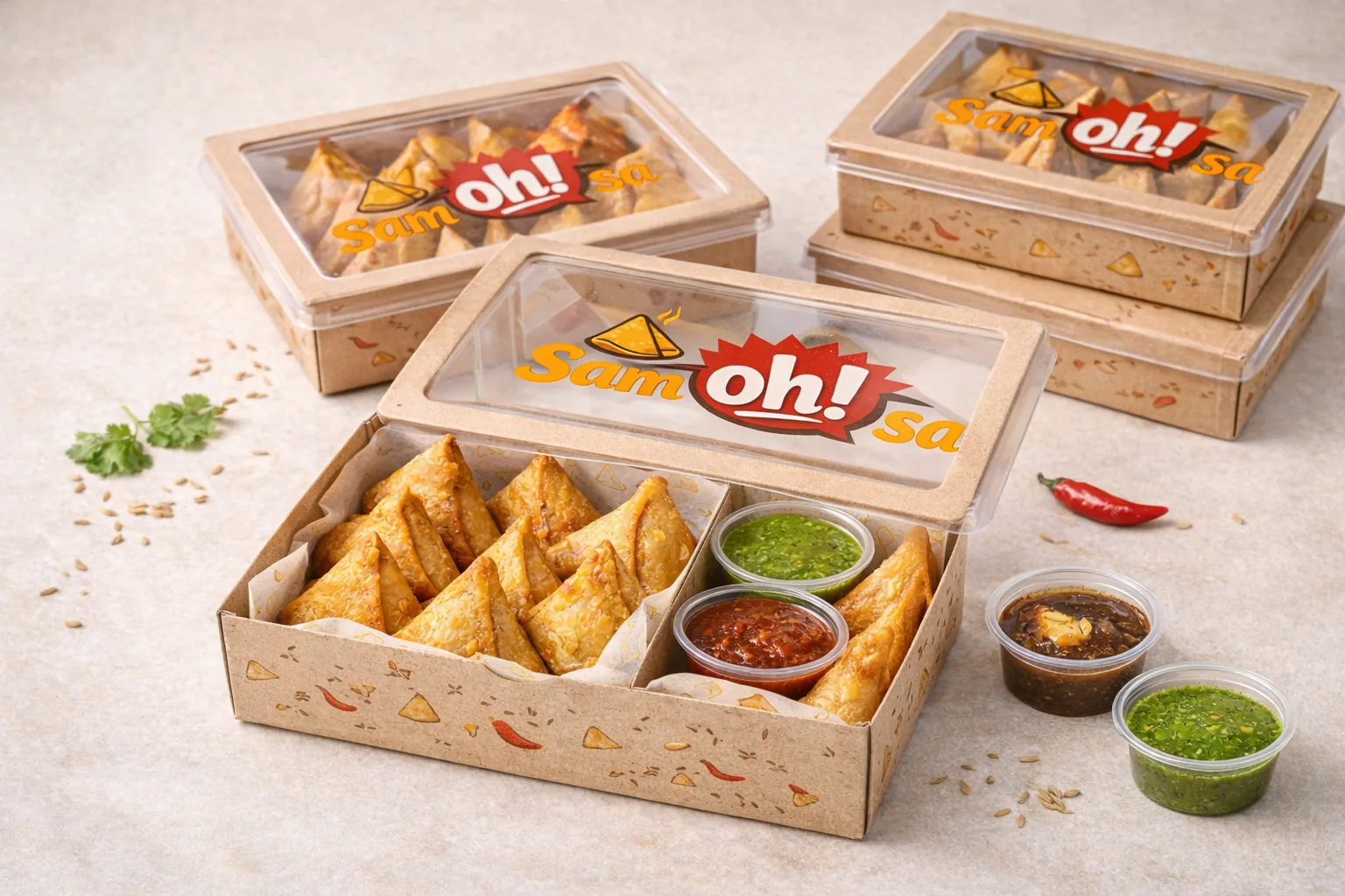 Sam oh! sa clear lid samosa boxes